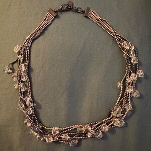 Zara Black and Silver Multi-Crystal Beads Necklace